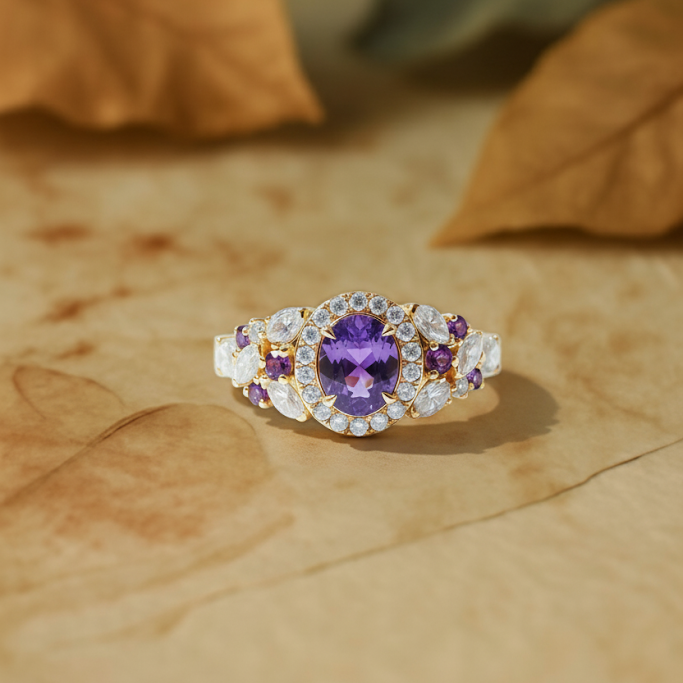 "The Roman Affair" -Regal Amethyst & Sapphire Ring